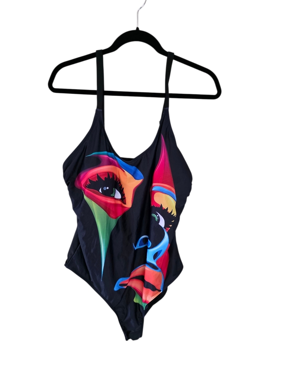 Black One Piece Bathing Suit With Face. - Picture 1 of 3